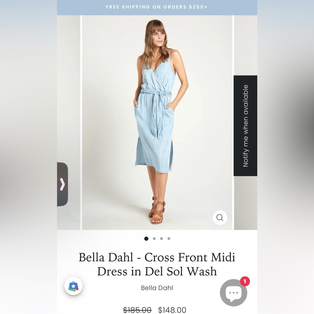 Bella Dahl retail $148 Light Blue Wrap Midi Dress